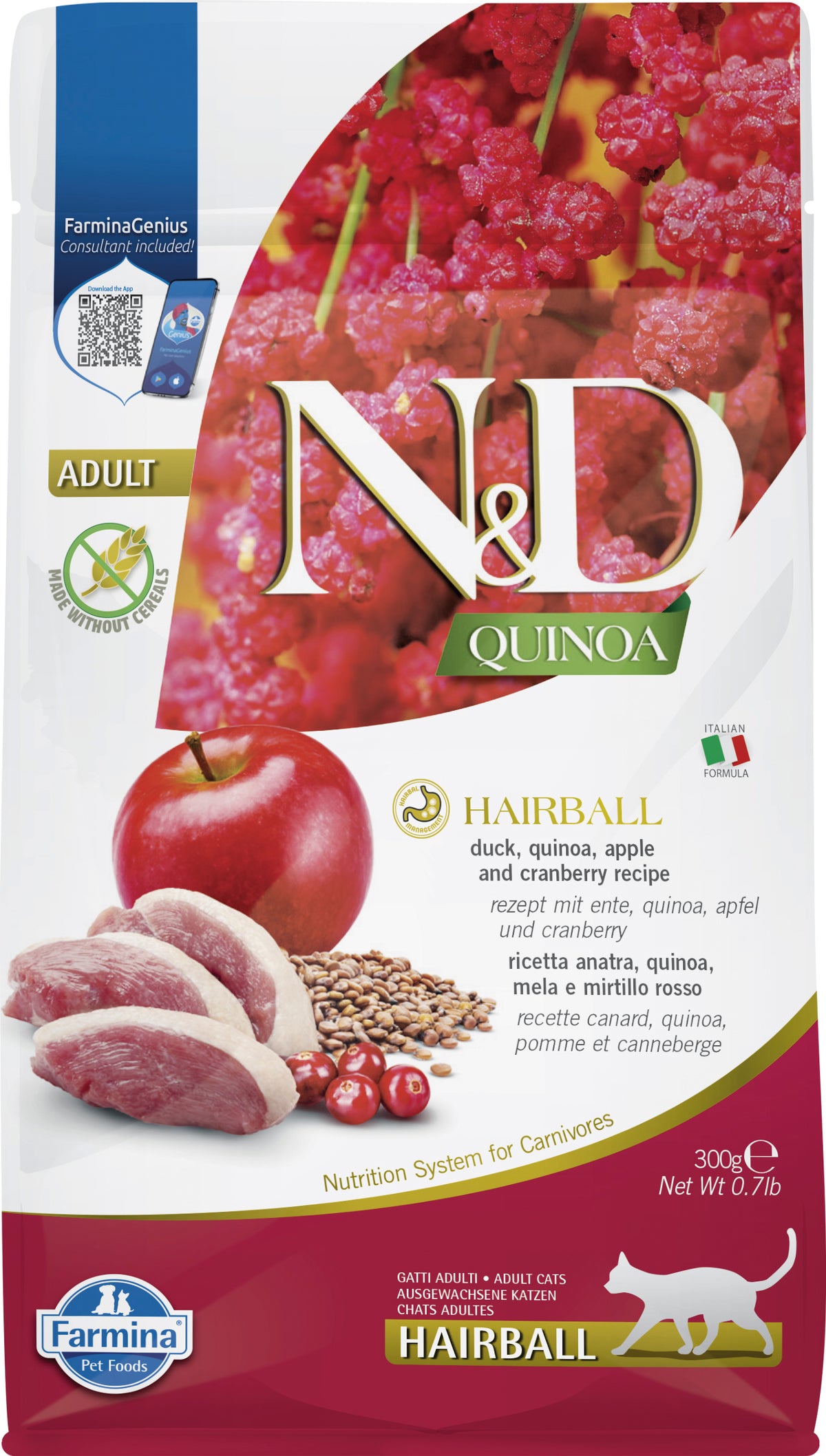 N&D Quinoa CAT Hairball Duck & Cranberry