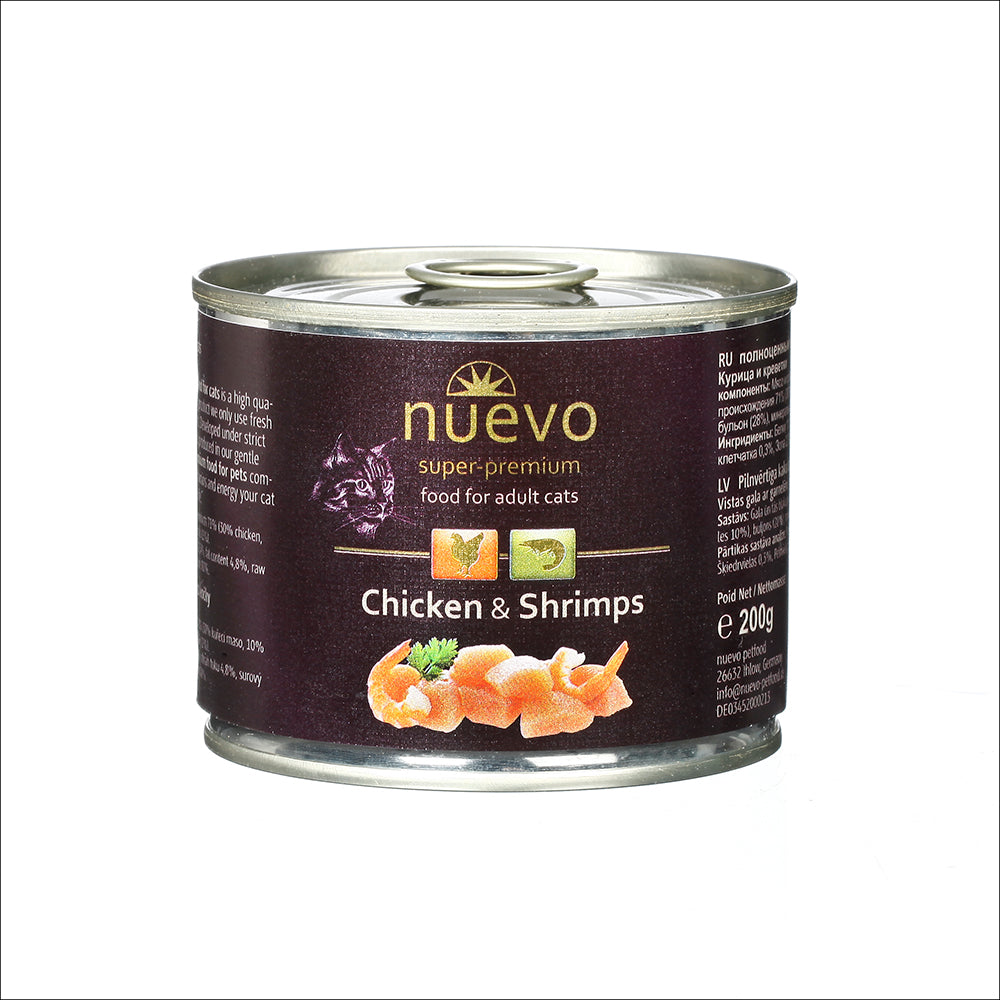 Nuevo kočka adult Kuře a krevety konz. 200g
