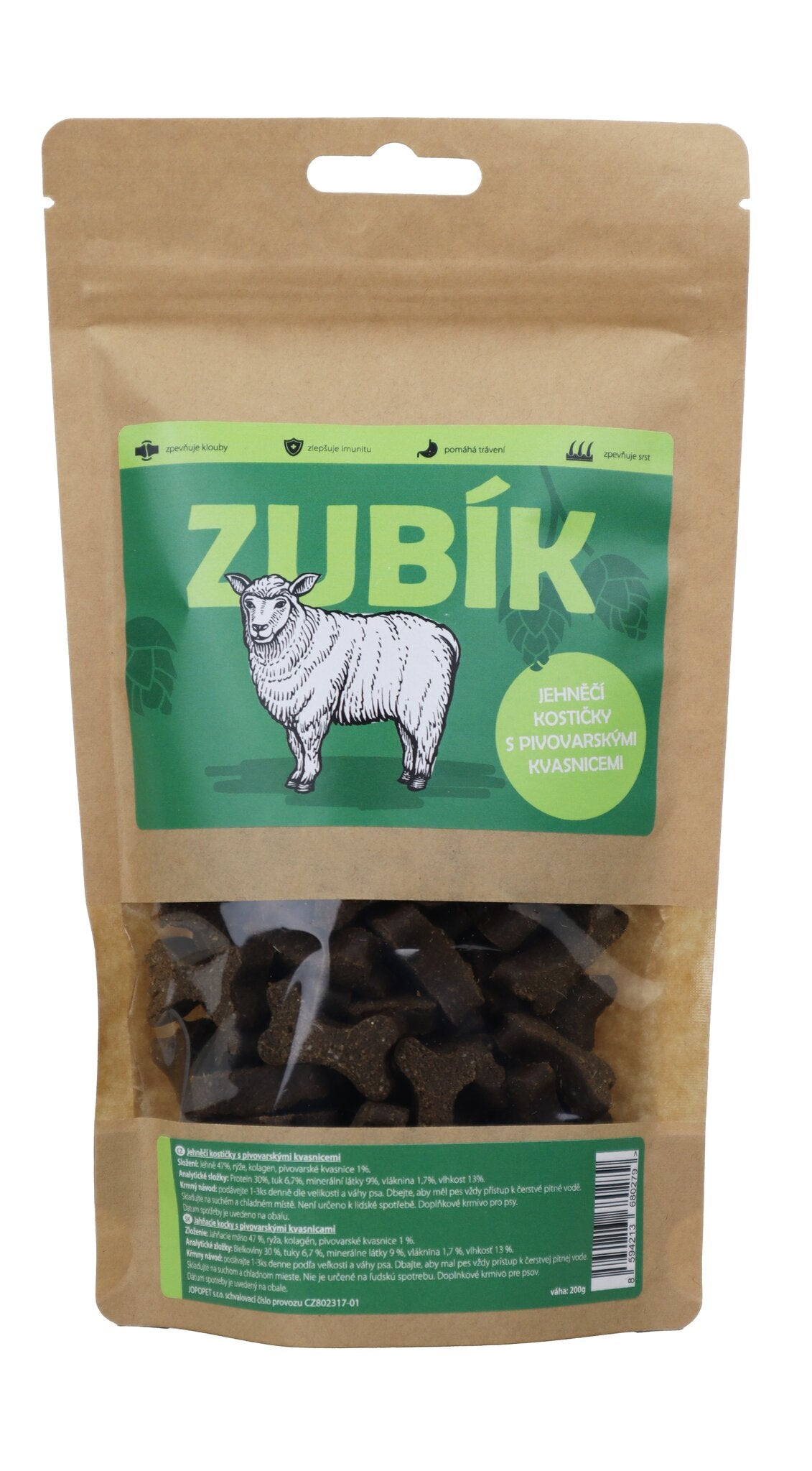 Pochoutka ZUBÍK Jehněčí kostičky s pivov. kvasnic 200g