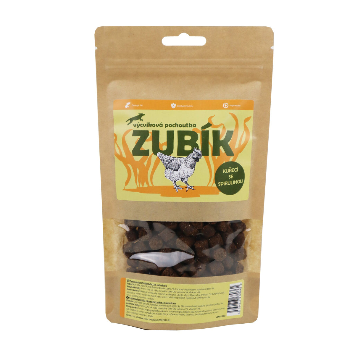 Pochoutka ZUBÍK Výcvik. kuřecí se spirulinou 180g