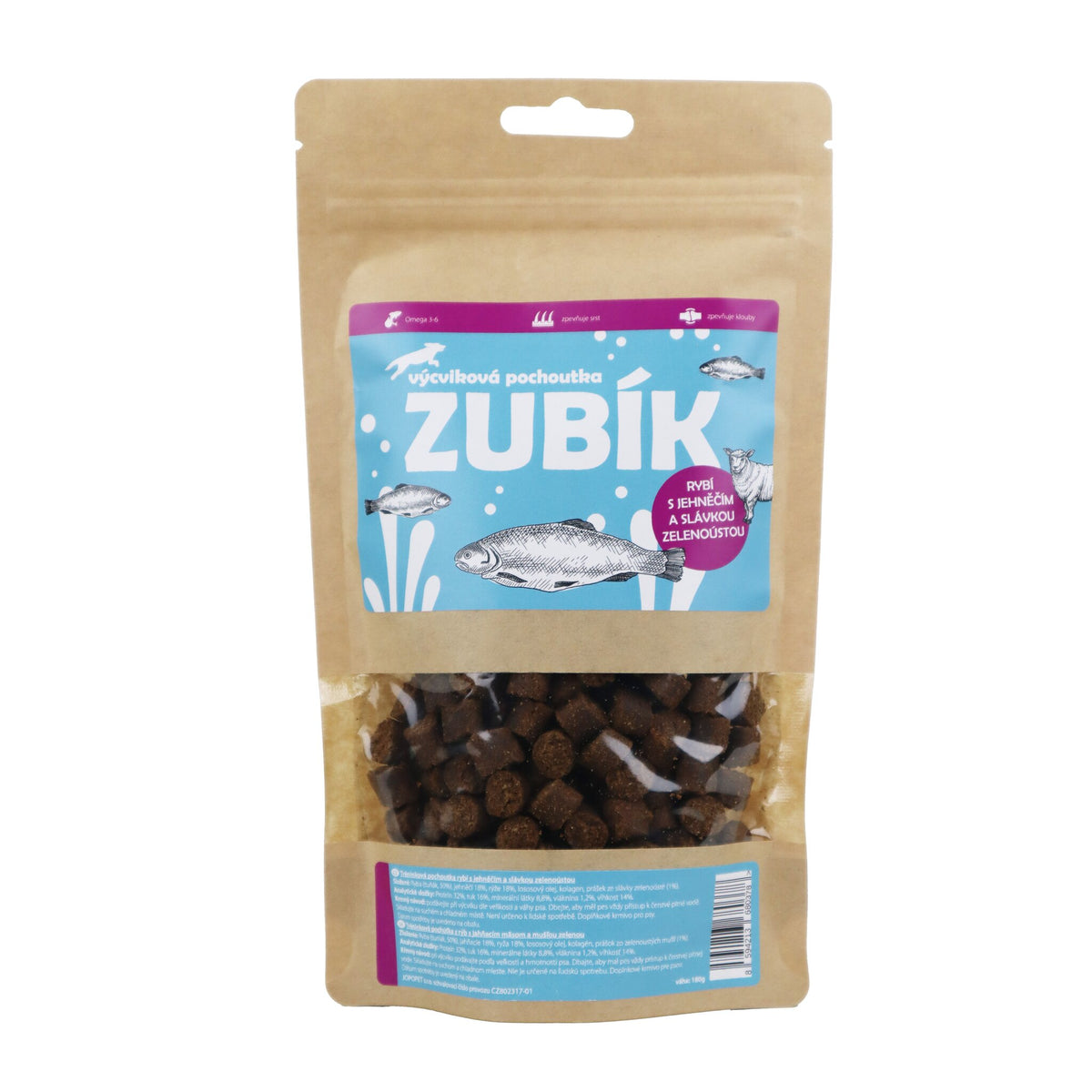 Pochoutka ZUBÍK Výcvik. rybí s jehněčím,slávkou z.180g